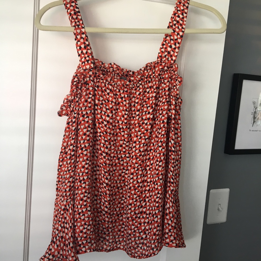 J.Crew Heart Cold Shoulder Blouse 6 Red